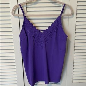 NWT Andy & Lucy Purple Lace-Trim Spaghetti Strap Camisole Top